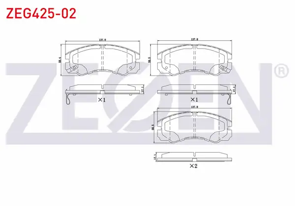 ZEGEN ZEG425-02 | Fren Balata Ön Ikazlı Opel Frontera A 2.3 TD 1992-1998 / Frontera A 2.4İ 1992-1998
