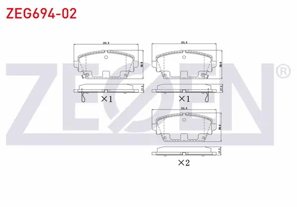 ZEGEN ZEG694-02 | Fren Balata Ön Ikazlı Nissan Primera P12 1 6i 2002 Primera P12 1 8i 16v 2002 Primera P12 2 0i 16v 2002