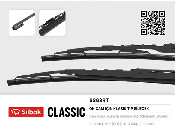 Silbak Sil. Ss68rt Ön Silecek Takımı Telli Tip 550 400 mm Fiesta Fusion 147