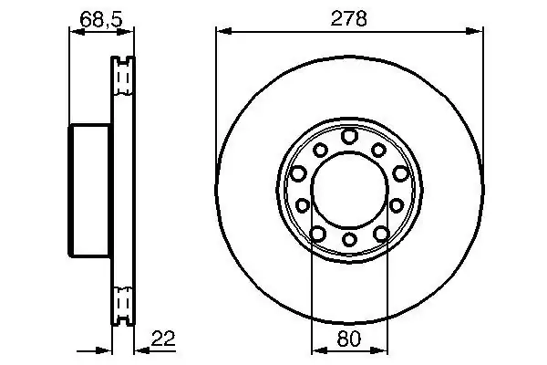 BOSCH 0986478061 | Fren Diski Ön Havalı 278 mm (Mercedes 280 380 450 500) | 2 Adet