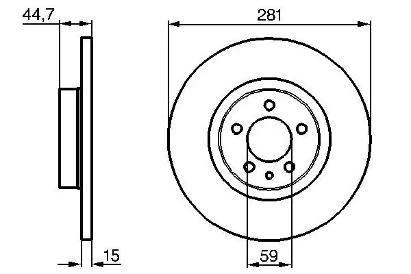 BOSCH 0986478668 | Fren Diski Ön Düz-(281-5)-(Alfa Romeo 156 97 / 06 / 147 01 / 09) | 2 Adet