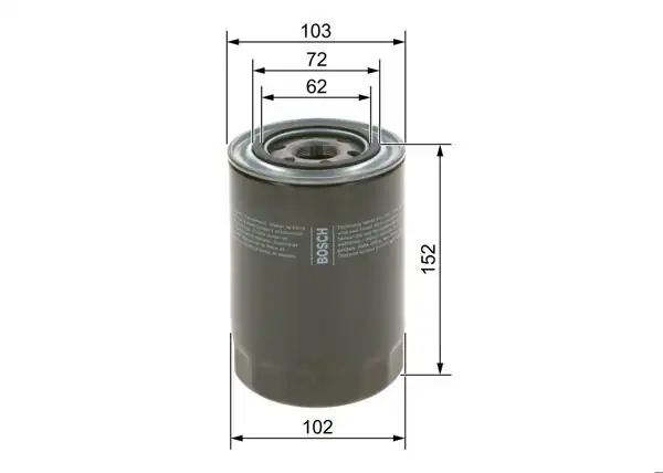 BOSCH 09864B7036 | Yağ Filtresi Mitsubishi Fuso Canter FE511/519/639/659T/711/839/859