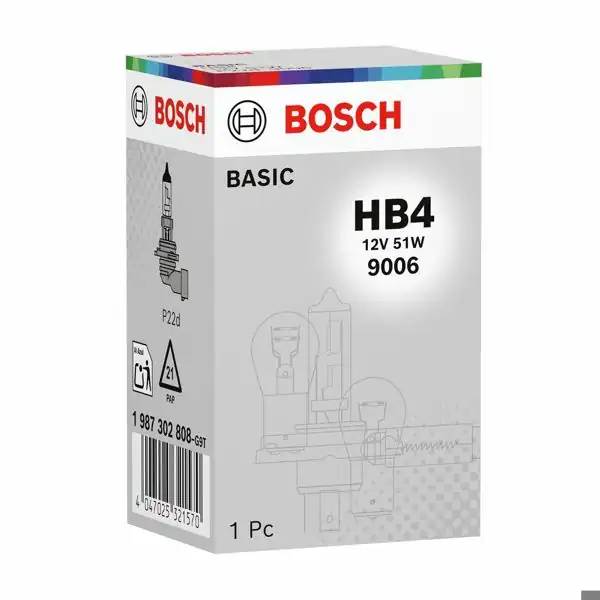 BOSCH 1987302808 | Ampül Eco HB4 9006 12V 51W P22d | 10 Adet