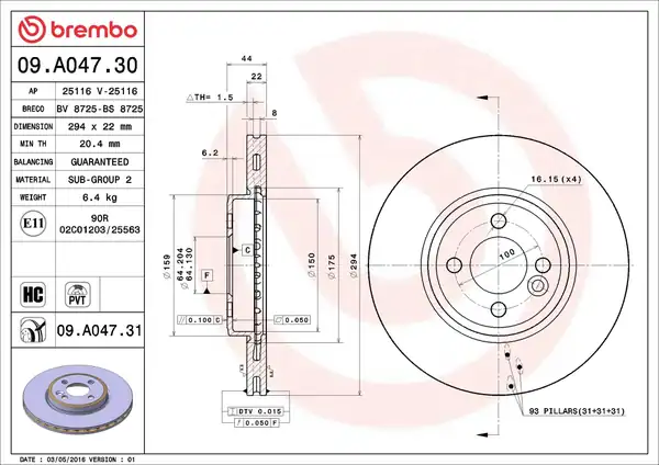 BREMBO 09-A047-31 | Fren Diski Ön UV Coated Mini 2 Adet