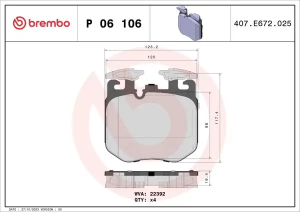 BREMBO P06106 | BMW G20-G30-G11-G12-G05-G06/G22-G32-G14-G07 M Performance Ön Fren Balatası