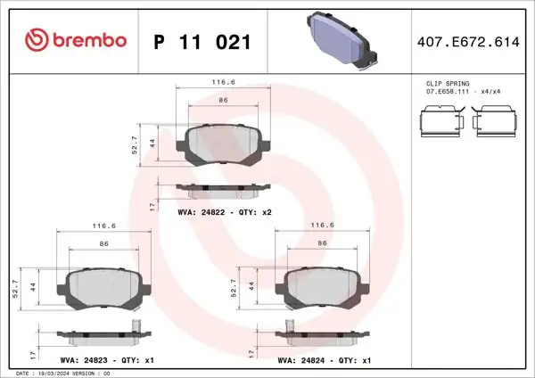 BREMBO P11021 | Fren Balatası Arka Low-Met VW