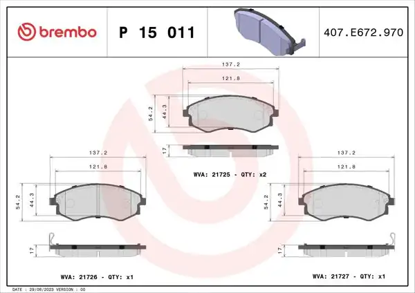 BREMBO P15011 | Fren Balatası Ön Low-Met Ssangyong