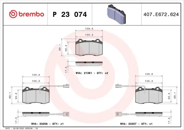 BREMBO P23074 | Fren Balatası Ön Low-Met Alfa Romeo Coupe/Spider 2.0T 3.0 V6