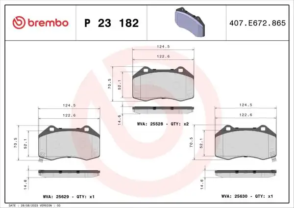 BREMBO P23182 | Fren Balatası Ön Low-Met Fiat