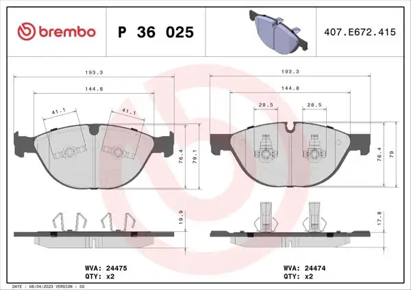 BREMBO P36025 | Fren Balatası Ön Low-Met Jaguar