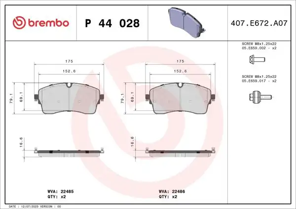 BREMBO P44028 | Ön Fren Balatası Land Rover Discovery Sport / Range Rover Evoque