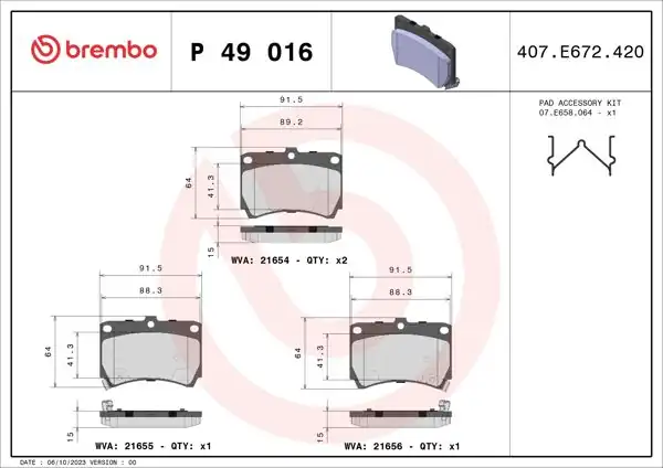 BREMBO P49016 | Fren Balatası Ön Low-Met Ford