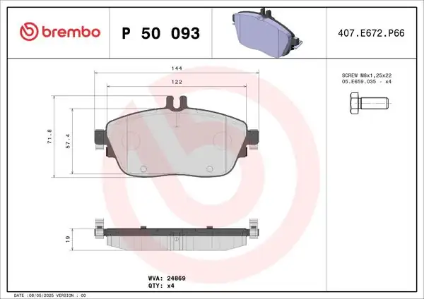 BREMBO P50093X | Fren Balatası Ön Arka Xtra Mercedes-Benz