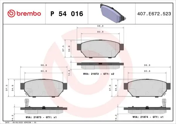 BREMBO P54016 | Fren Balatası Arka Low-Met Mitsubishi