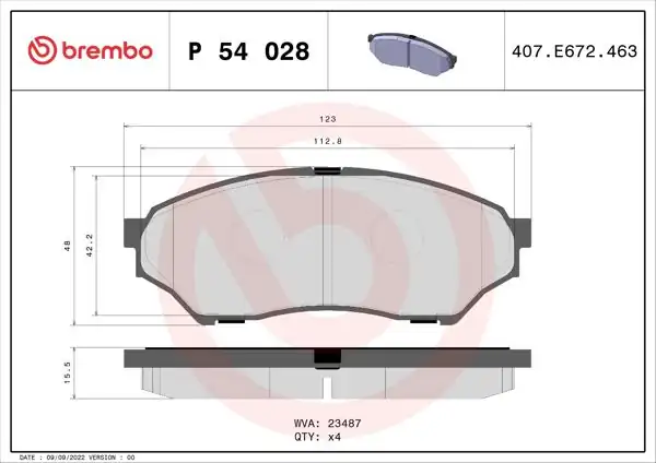 BREMBO P54028 | Fren Balatası Ön Low-Met Mitsubishi