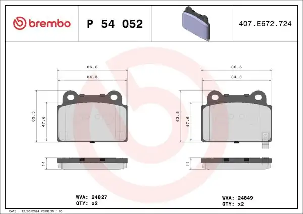 BREMBO P54052 | Fren Balatası Arka Low-Met Mitsubishi