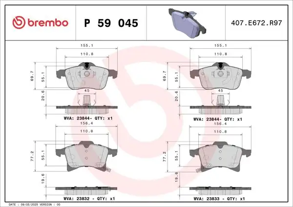BREMBO P59045X | Fren Balatası Ön Xtra Chevrolet