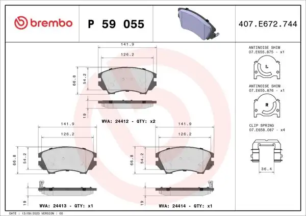 BREMBO P59055 | Fren Balatası Ön 17 (Opel Insignia 08-/ Cascada 13 / 1.4-1.4 Turbo-1.6 Sıdı-2.0 CDTI)