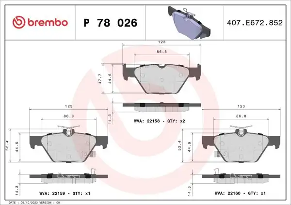 BREMBO P78026 | Fren Balatası Arka (Subaru Impreza 1.6 İ Awd 16-/ Outback 2.0 2.5 15 -) Low-Met