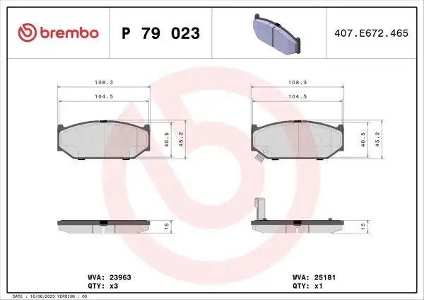 BREMBO P79023 | Fren Balatası Ön Low-Met Mitsubishi