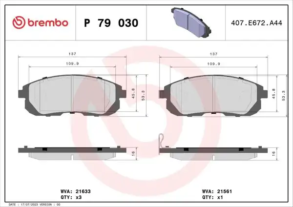 BREMBO P79030 | Fren Balatası Ön Low-Met Suzuki