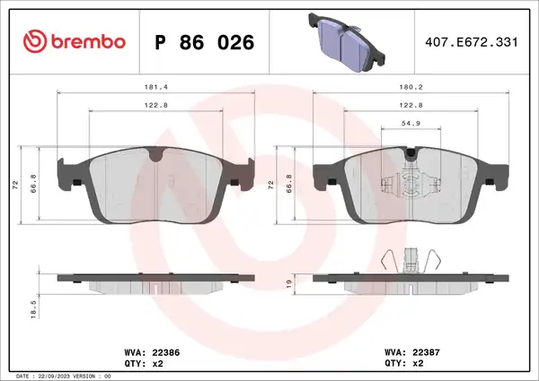 BREMBO P86026 | Ön Fren Balatası Volvo Xc60 13 Std