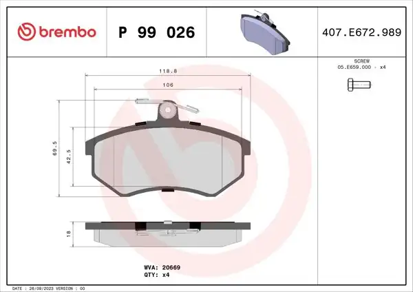 BREMBO P99026 | Fren Balatası Ön Chery 1.6 2.0 2006-/