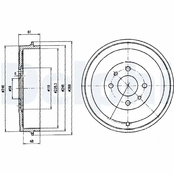DELPHI BF379 | Kampana Fiat Albea Palio Doblo Linea 228 2 mm 4 Delik
