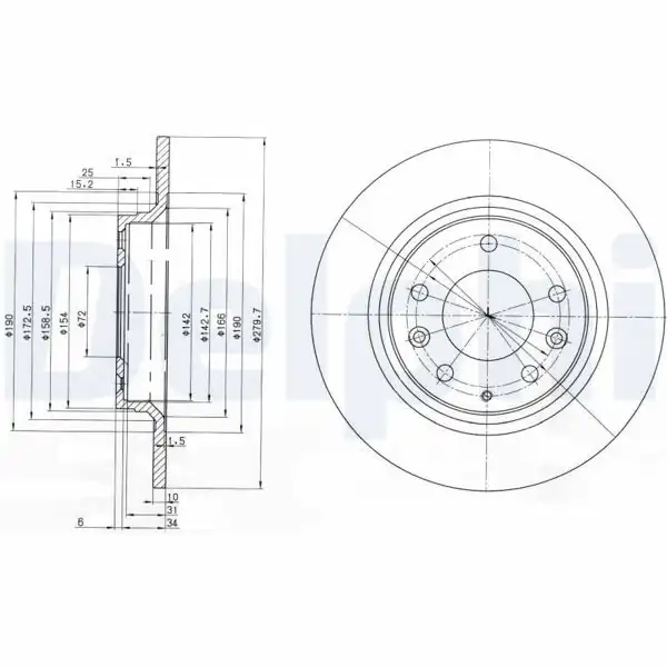 DELPHI BG3875C | Disk Arka Mazda 323 6 626 1.8-2.0 | 1 Adet
