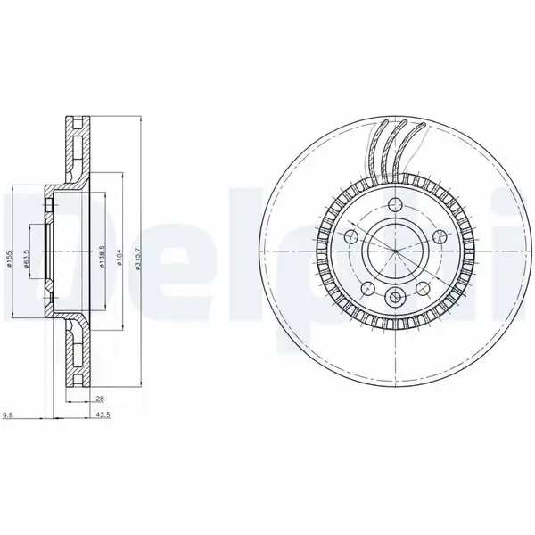 DELPHI BG4123 | Ön Fren Diski Delikli Volvo S60 II S80 II V60 İ V70 III Xc70 08 15 1 Adet
