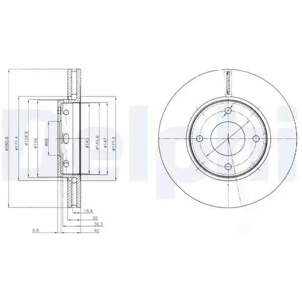 DELPHI BG4127 | Fren Diski Ön Colt 05 1.5Czt | 1 Adet
