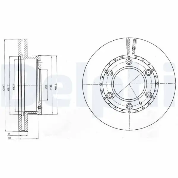DELPHI BG4297 | Ön Fren Disk Aynası Havalı Ford Ranger 05-> Mazda B2500 2.5 D Bt50 4X4 05-11 289X6 | 1 Adet