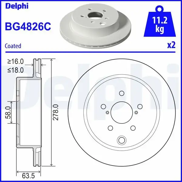 DELPHI BG4826C | Fren Diski (Çiftli Paket)-Boyalı, Delikli