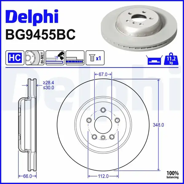 DELPHI BG9455BC | Ön Fren Diski Metalik Gövde Yüksek Karbon Bmw G30 F90 G31 G32 G11 G12