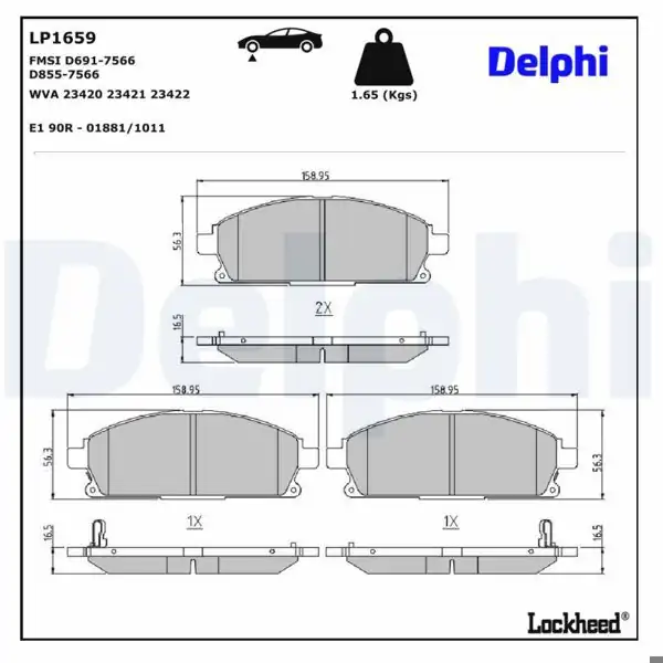 DELPHI LP1659 | Balata Fren Ön Nissan X-Trail 01-07/Pathfinder 97-04