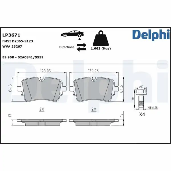 DELPHI LP3671 | Arka Fren Balatası Audi Q7 16 1653468