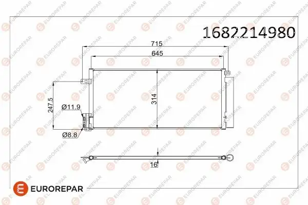 EUROREPAR 1682214980 | Klima Radyatörü Corsa D 13 > Grande Punto 1.4 Bravo II 1.4 1.6 JTD 1.9D