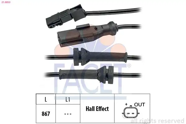 FACET 21-0053 | ABS Kablosu Sensörü Arka Renault Megane II Scenic II
