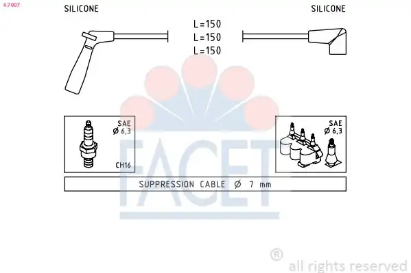 FACET 4-7007 | Buji Kablosu Takımı Chevrolet Spark M200 05 0 8
