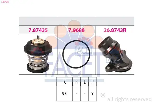 FACET 7.8743K | Termostat-VW 1.8-2.0 Tfsi Golf V Passat A3 A4 A5