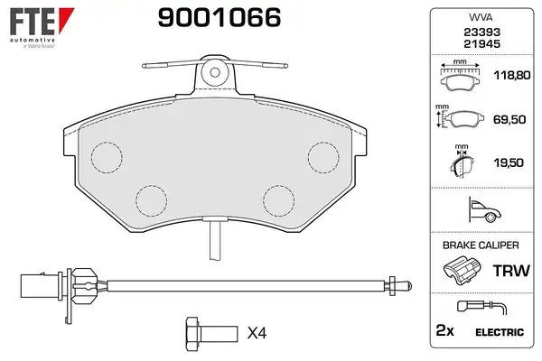 FTE 9001066 | Ön Fren Balatası Passat A4 Exeo 94  05