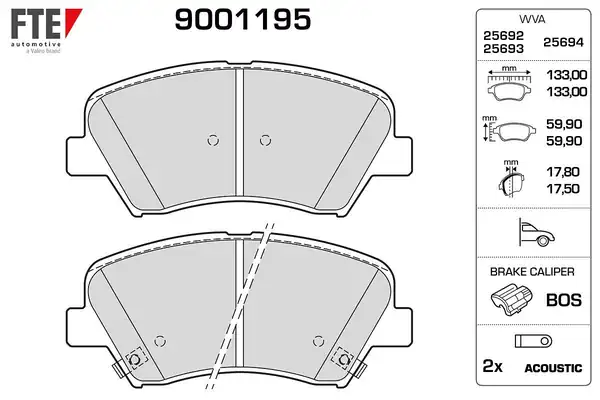 FTE 9001195 | Ön Fren Balatası Hyundai Elantra 2011- Elantra 2016- i30 2011- Kia Optıma 2012- Cerato 2015- Ceed 12-