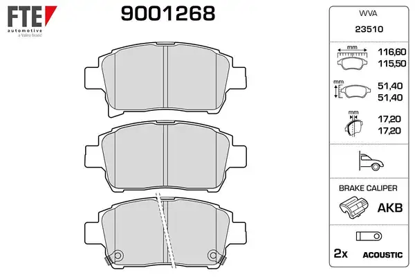 FTE 9001268 | Ön Fren Balatası Toyota Yaris 2002 2006 Corolla Verso Vvt İ 2001