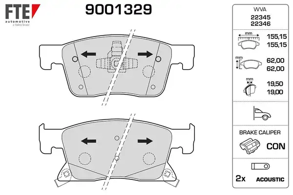 FTE 9001329 | Ön Fren Balatası Astra K 16 300 mm 15