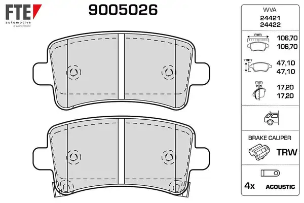 FTE 9005026 | Arka Fren Balatası Insignia A Saab 9 5 Malıbu