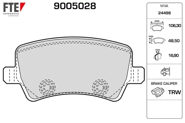 FTE 9005028 | Arka Fren Balatası S Max 09 06 Galaxy III 06 S60 10 S80 06 V60 V70 06 Xc60 08 Xc70 06 R