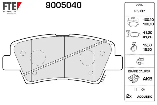 FTE 9005040 | Arka Fren Balatası Hyundai Accent Blue 11-> Elantra 11-> I40 11-> i30 11-> Optıma 11-15 Rio 11-> Cee