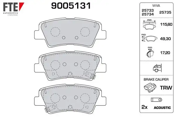 FTE 9005131 | Arka Fren Balatası Fiat 500X, Jeep Renegade, Compass, Alfa Romeo Tonale 14->