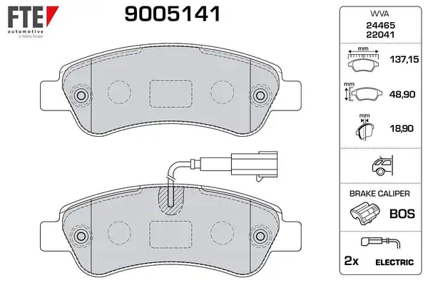 FTE 9005141 | Arka Fren Balatası Boxer III Jumper III Ducato III 12 Fişli 965058
