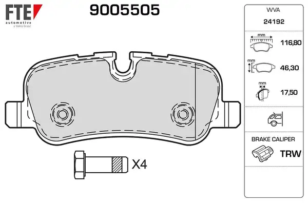 FTE 9005505 | Fren Balatası Arka Discovery 3 05 09 Discovery 4 2 7 3 0 5 0 10 16 Range Rover Sport 05 13 3 0 5 0